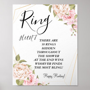 Rosa Wasserfarben-Rosen-Ring Brausebad-Spielschild Poster
