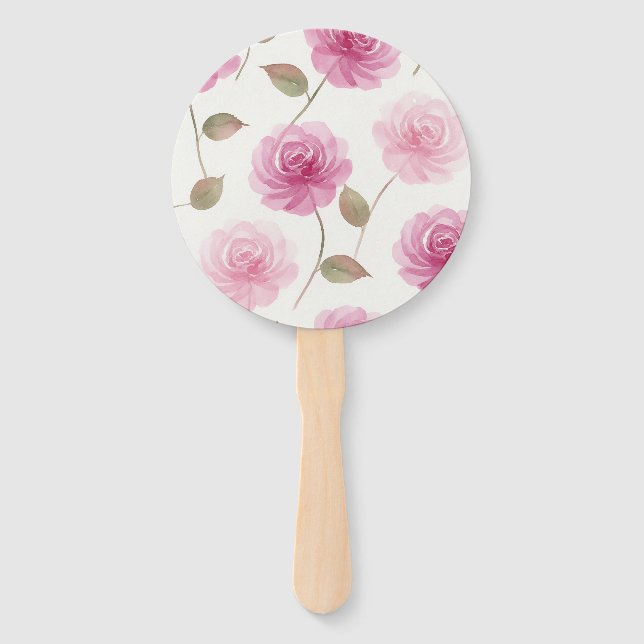 Rosa Wasserfarben-Rosen-Set aus Fächern Fächer (Vorderseite)