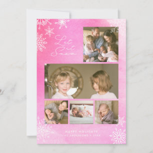 Rosa Wasserfarben Schneeflocken Schneeflocken Schn Feiertagskarte