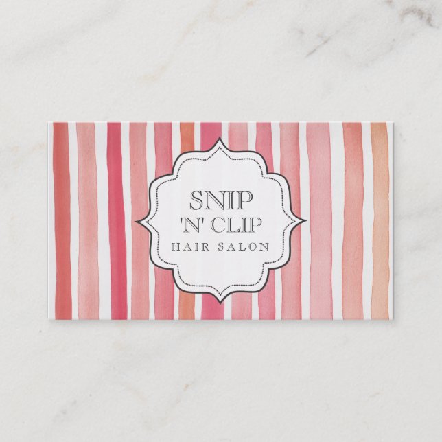 Rosa Wasserfarben Streifen Haarsträhne Karten (Vorderseite)
