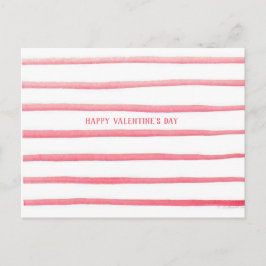 Rosa Wasserfarben Streifen Valentinstag Postkarte