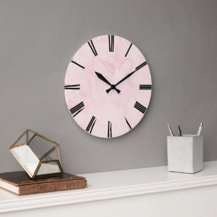 Rosa Wasserfarben-Wanduhr Große Wanduhr