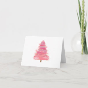 Rosa Wasserfarben-Weihnachtsbaum Karte