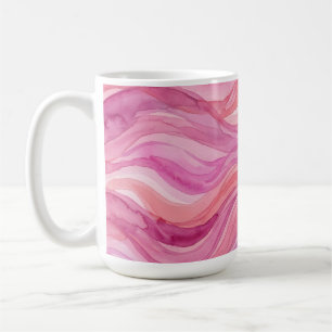 Rosa Wasserfarben-Wellenmuster Kaffeetasse