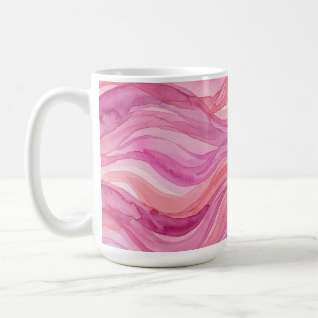 Rosa Wasserfarben-Wellenmuster Kaffeetasse (Links)