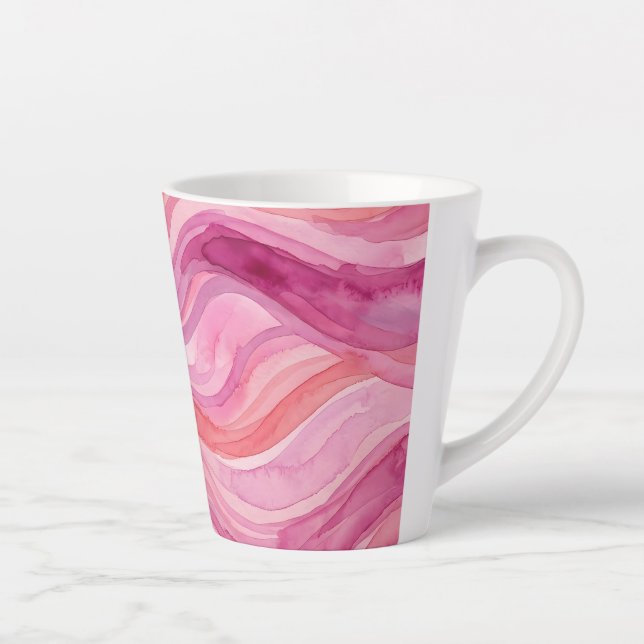 Rosa Wasserfarben-Wellenmuster Milchtasse (Rechts)