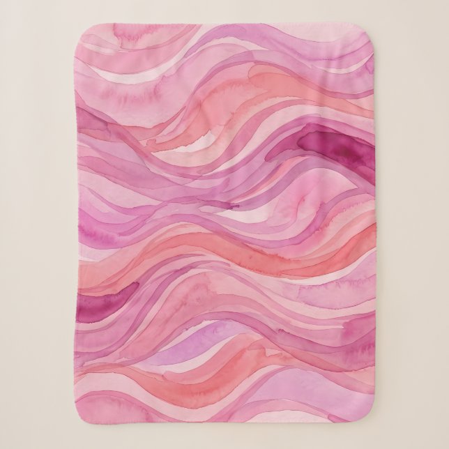 Rosa Wasserfarben-Wellenmuster Sherpadecke (Vorderseite)