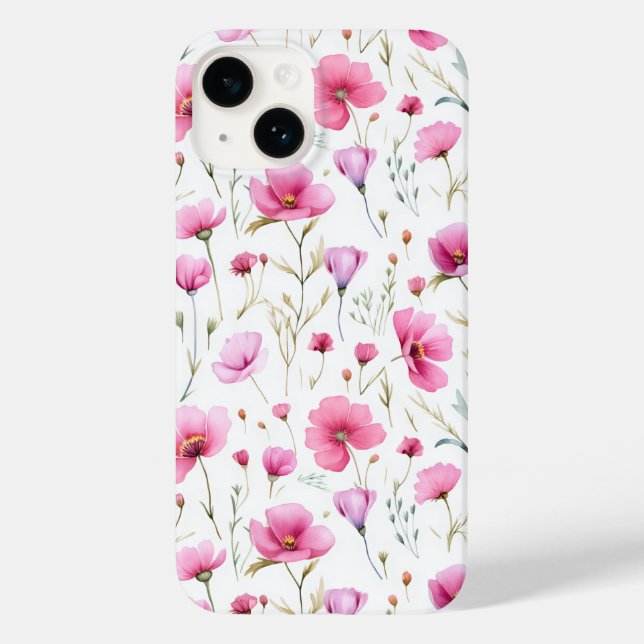 Rosa Wasserfarben-Wildblume  Case-Mate iPhone Hülle (Rückseite)