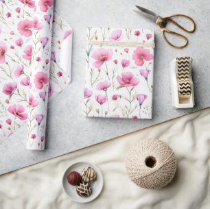 Rosa Wasserfarben-Wildblume Geschenkpapier