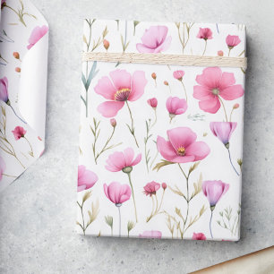 Rosa Wasserfarben-Wildblume Geschenkpapier