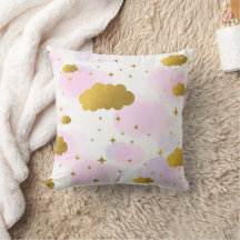 Rosa Wasserfarben Wolken Gold Stars Sky
