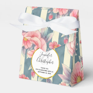 Rosa Wasserfarbenblumen auf Streifen Hochzeitsgesc Geschenkschachtel