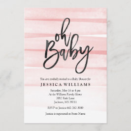 Rosa Wasserfarbenleuchte Oh Babydusche Einladung