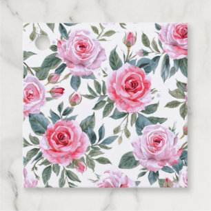 Rosa Wasserfarbenmuster mit eleganter Rosenblüte Geschenkanhänger