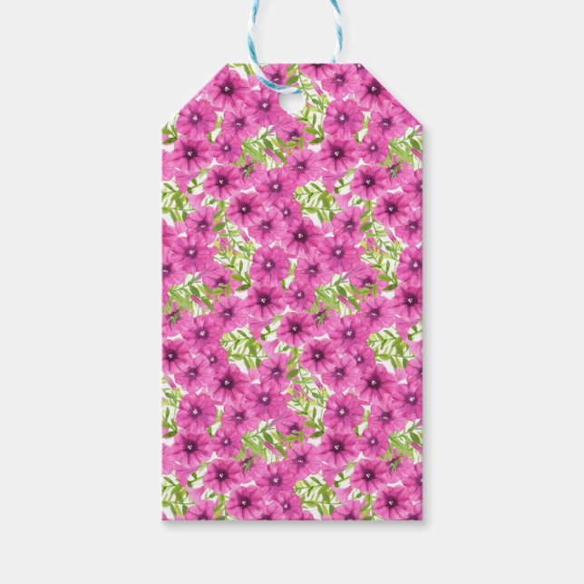 Rosa Wasserfarbenmuster Petunia-Blume Geschenkanhänger (Vorderseite)