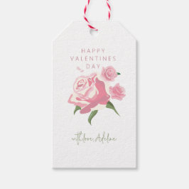 Rosa Wasserfarbenrose Valentinstag Geschenkanhänger