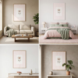 Rosa Wasserfarbenrose Wandkunst-Druck mit rosa Str Poster