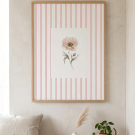 Rosa Wasserfarbenrose Wandkunst-Druck mit rosa Str Poster