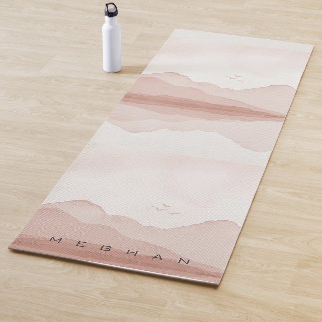 Rosa Wasserfarbenwelt Monogramm Yoga Mat Yogamatte (Beispiel)
