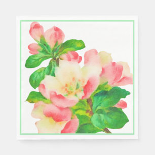 Rosa Wasserfarbenzweig blühend Serviette