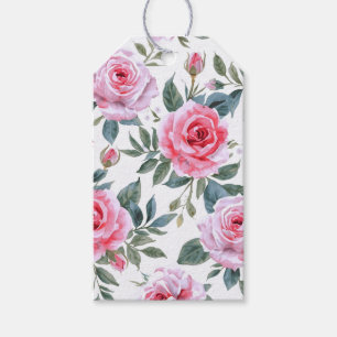 Rosa Wasserfarbmuster mit eleganter Pinkrose Geschenkanhänger
