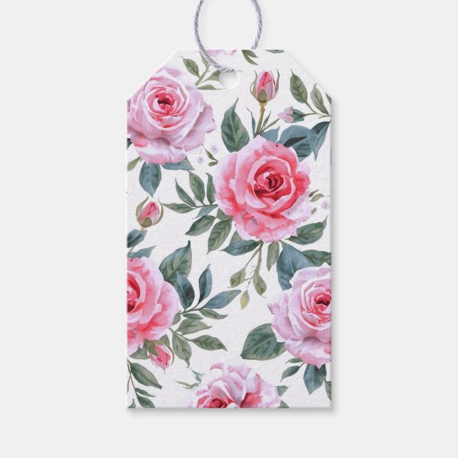 Rosa Wasserfarbmuster mit eleganter Pinkrose Geschenkanhänger (Vorderseite)