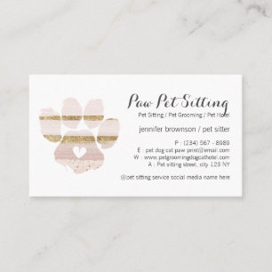 Rosa Wasserfarbstriche Haustiersitter Grooming Pfo Visitenkarte