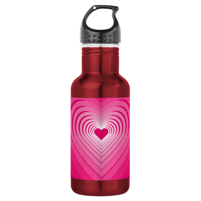 Rosa Wasserflasche mit Herz (Vorderseite)