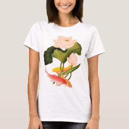 Rosa Wasserlilie und Koi T-Shirt