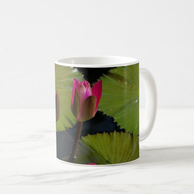 Rosa Wasserlilien Kaffeetasse (VorderseiteRechts)