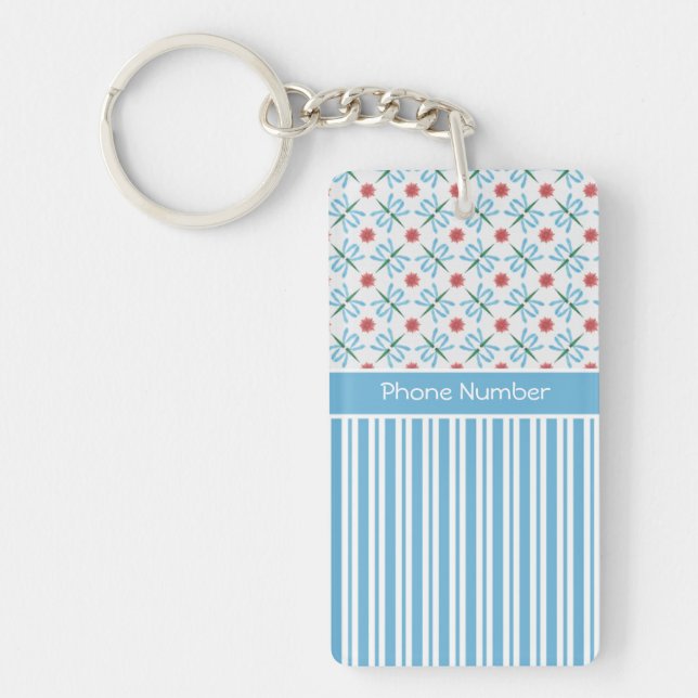 Rosa Wasserlilien, Libellen, kundenspezifischer Sc Schlüsselanhänger (Vorderseite)