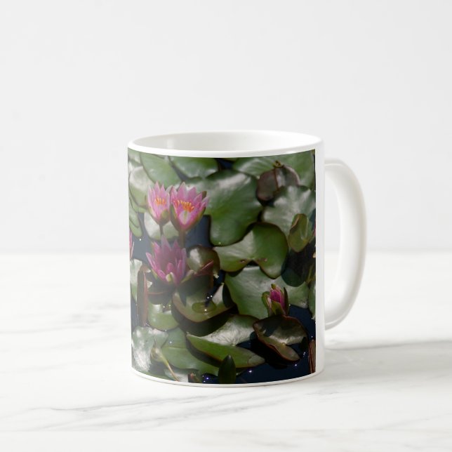 Rosa Wasserlilien Tasse (VorderseiteRechts)