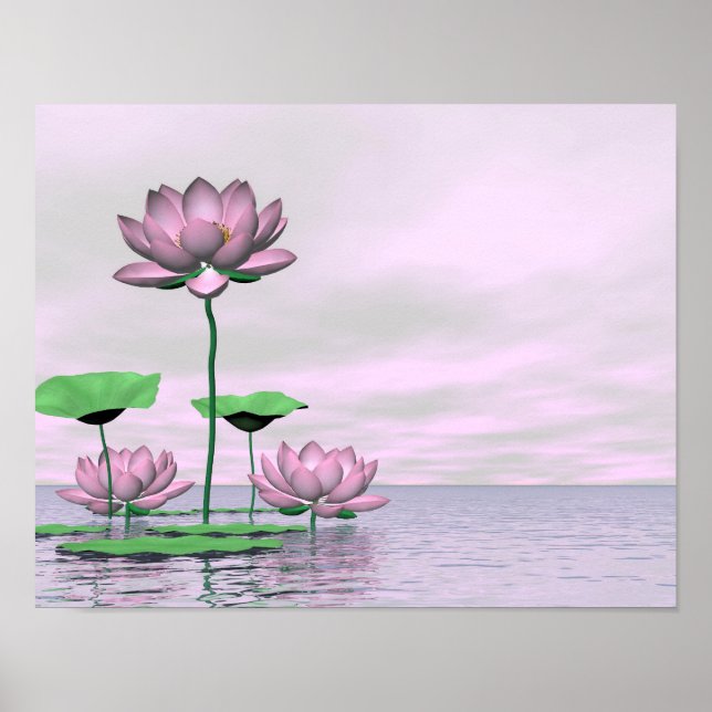 Rosa Wasserlilien und Lotus-Blume Poster (Vorne)