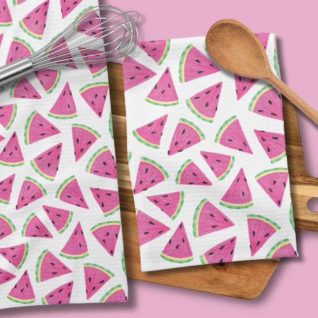 Rosa Wassermelonen-Muster Geschirrtuch (Watermelong pattern kitchen towel on white background.)