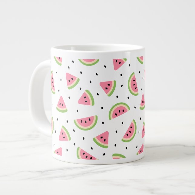 Rosa Wassermelonen, Wassermelonen, Sommermuster Jumbo-Tasse (Vorderseite Links)