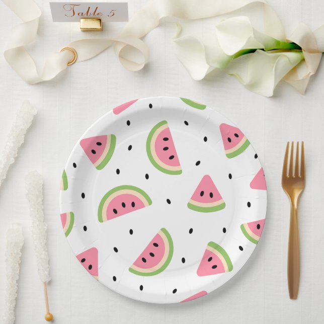 Rosa Wassermelonen, Wassermelonen, Sommermuster Pappteller (Hochzeit)