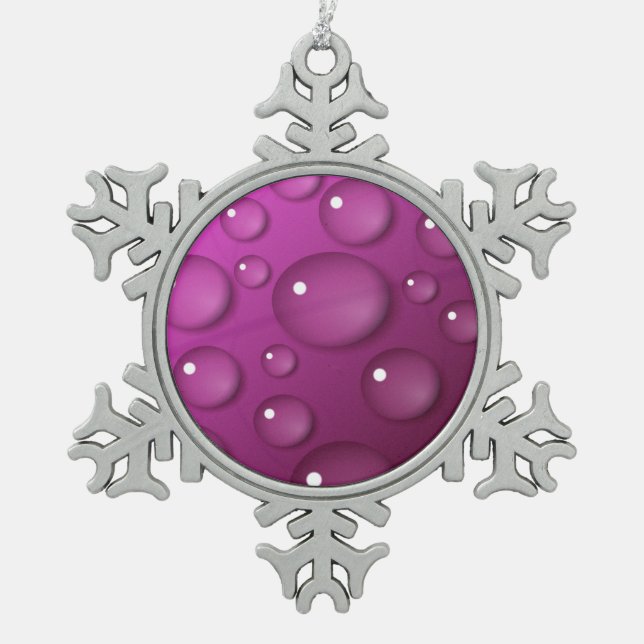 Rosa Wassertropfen Hintergrund Schneeflocken Zinn-Ornament (Vorderseite)