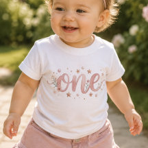 Rosa Watercolor 1. Geburtstag Baby T-Shirt