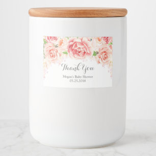 Rosa Watercolor-Blumen-Baby-Duschen-Aufkleber Lebensmitteletikett