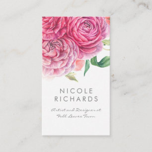 Rosa Watercolor-Blumenelegantes botanisches und Visitenkarte