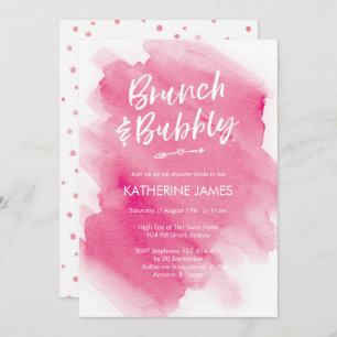 Rosa Watercolor Brunch & Brause Dusche Einladung
