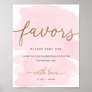 Rosa Watercolor-Gold-Geschenke-Schild Poster