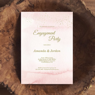 Rosa Watercolor Gold-Typ-Engagement-Partei Einladung