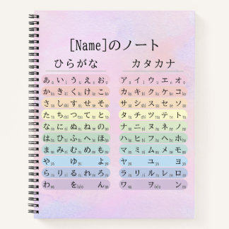Rosa Watercolor Hiragana & Katakana Japanisch 名前ノー Notizbuch
