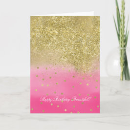 Rosa Watercolor-Imitat-GoldGlitzer schön Karte