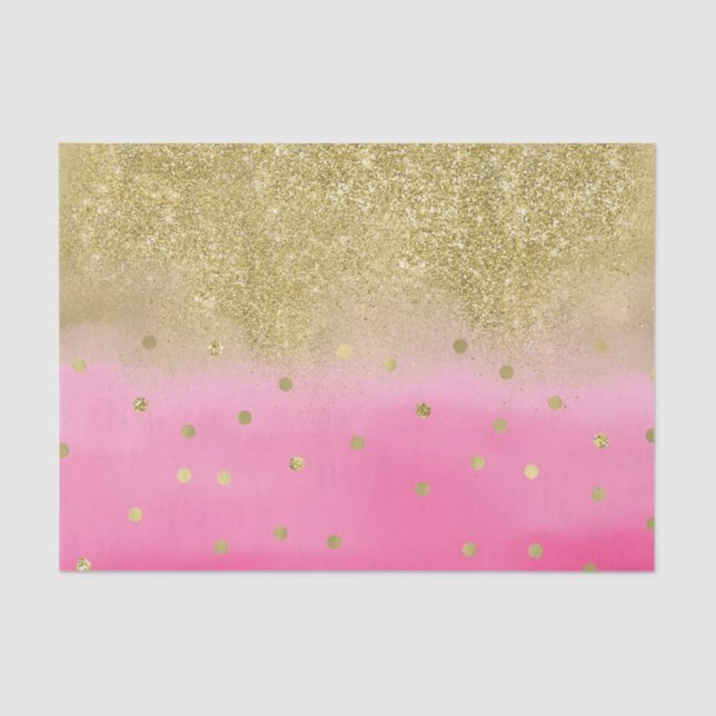 Rosa Watercolor-Imitat-GoldGlitzerConfetti Seidenpapier (Vorderseite)
