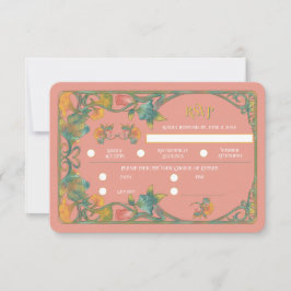 Rosa Watercolor Jugendstil-Hochzeit RSVP-Karte RSVP Karte