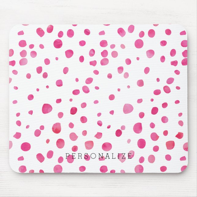 Rosa Watercolor punktiert personalisiertes Mousepad (Vorne)