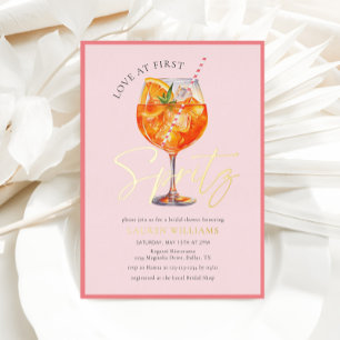 Rosa Watercolor Spritz Cocktail Brautparty Folieneinladung