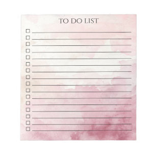 Rosa Watercolor To-Do-Liste Chic Minimalistisch Mo Notizblock